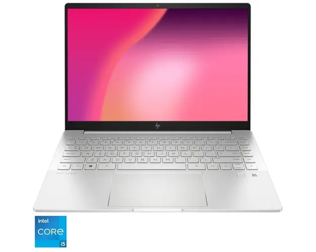 Laptop Pavilion Plus 14-eh1111nq cu procesor Intel® Core™ i5-1335U pana la 4.60 GHz, 14, 2.2K, IPS, 16GB DDR4, 512GB SSD, NVIDIA® GeForce® MX550, Free DOS, Natural Silver