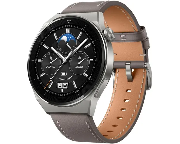 Ceas smartwatch Huawei Watch GT 3 PRO, Leather Strap, Gray