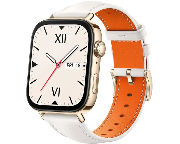 Smartwatch Huawei Watch Fit 3, Gold Body, White Leather Strap