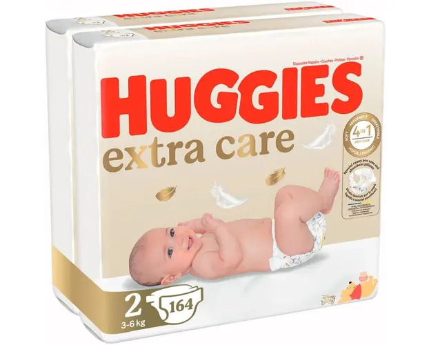 Pachet Scutece Huggies Extra Care 2, Mega, 4-6 kg, 164 buc