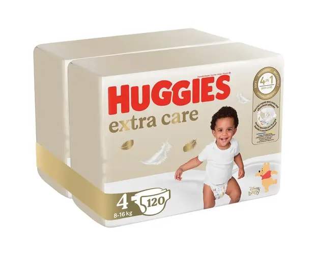 Pachet Scutece Huggies Extra Care 4, Mega, 8-16 kg, 120 buc