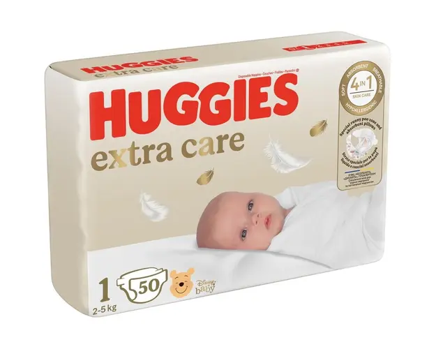 Scutece Huggies Extra Care 1 Jumbo, 2-5 kg, 50 buc