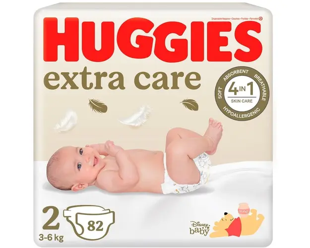 Scutece Huggies Extra Care 2, Mega, 3-6 kg, 82 buc