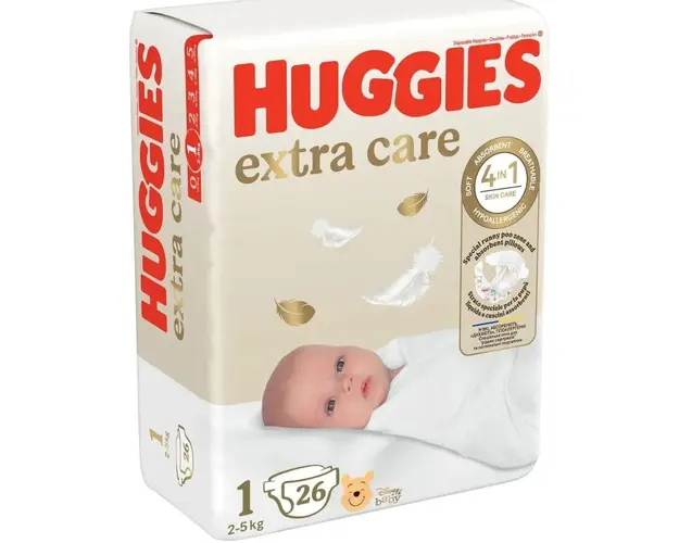 Scutece Huggies Extra Care (nr 1) Convi 26 buc, 2-5 kg