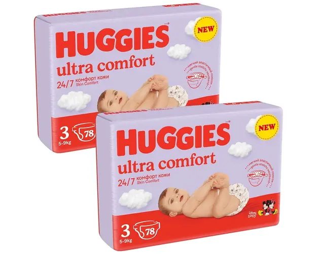 Scutece Huggies Ultra Comfort Mega 3, 5-9 kg, 156 buc