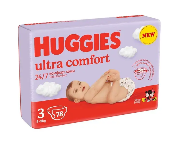 Scutece Huggies Ultra Comfort Mega 3, 5-9 kg, 78 buc