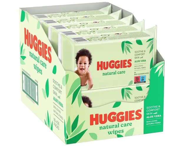 Servetele umede Huggies Natural Care, 10 pachete x 56, 560 buc