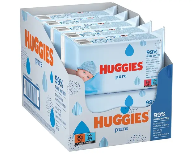 Servetele umede Huggies Pure, 10 pachete x 56, 560 buc