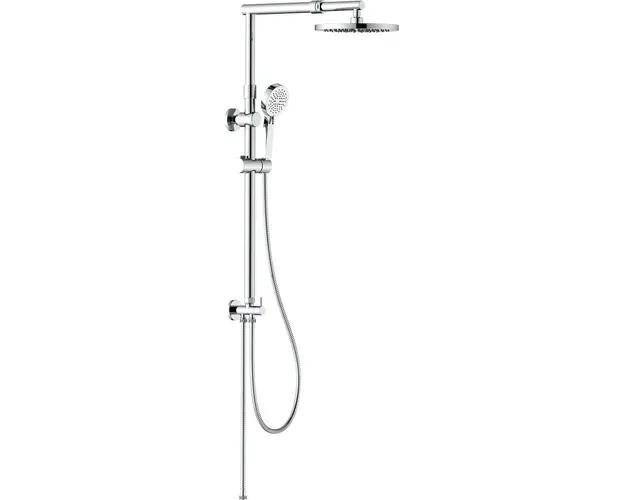 Coloana de dus IdroBric Madeira, para dus fixa 1 functie, para dus mobila 3 functii, protectie anticalcar, bara dus extensibila 78.5-135 cm, glisor mobil cu actionare prin apasare, furtun dus 1500 mm, deviator, Crom lucios