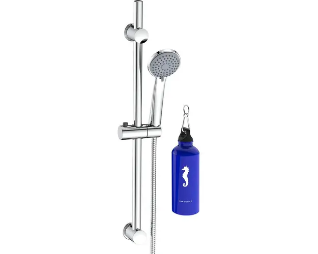 Set de dus IdroBric Termos, para de dus 3 functii, protectie anticalcar, bara de dus 70 cm, suport superior reglabil, furtun de dus 1500 mm + Termos, 500 ml, Aluminiu