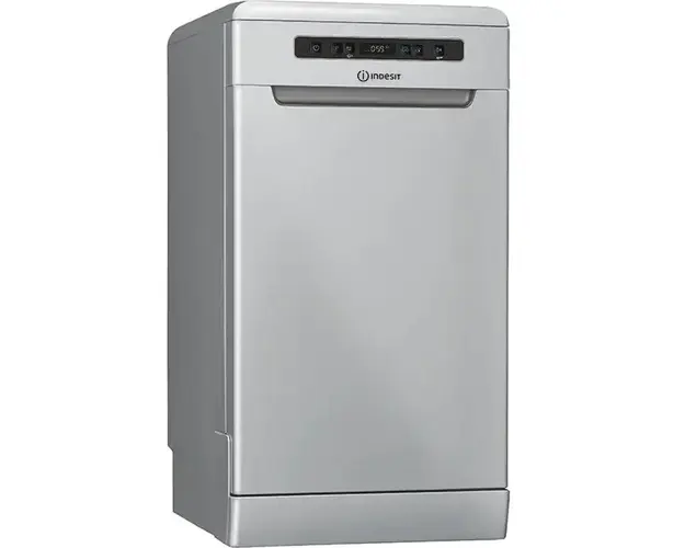 Masina de spalat vase independenta Indesit DSFO 3T224 C S, 10 seturi, 9 programe, 45 cm, Clasa E, argintiu