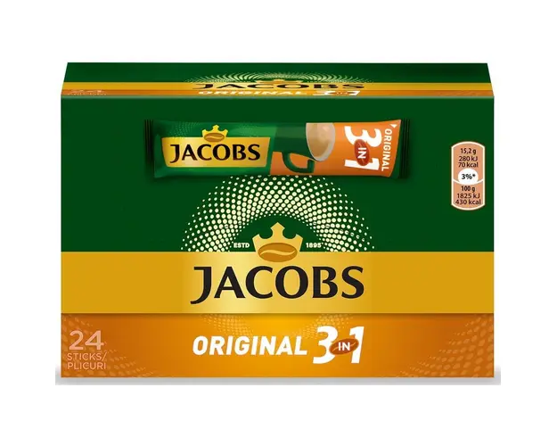 Cafea instant Jacobs 3 in 1 Original, 15.2 g x 24 plicuri