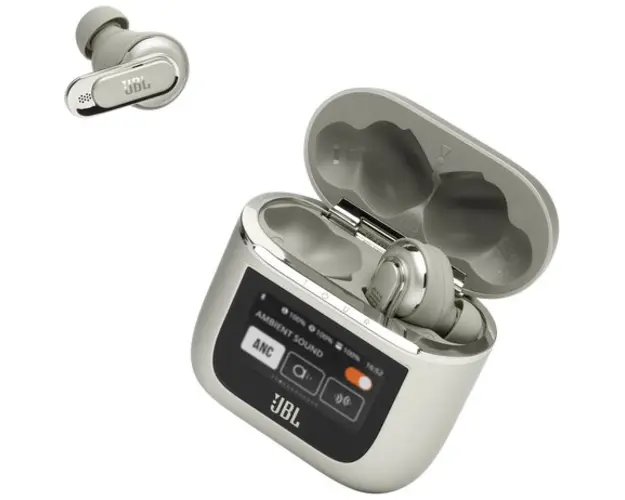Casti audio true wireless in-ear JBL Tour Pro 2, Smart Case, True Adaptive Noise Cancelling, Smart Ambient, Spatial Sound, Sampanie