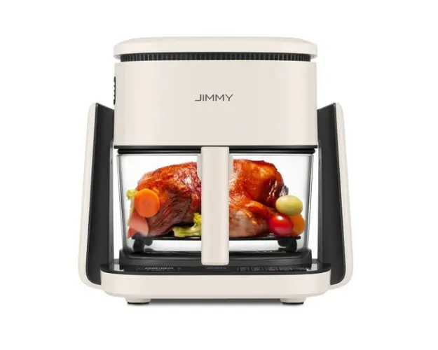 Friteuza cu aer cald JIMMY Air Fry AF3, 1100 W, capacitate 4L, bol transparent, 8 programe, Display HD Touch Screen, Bej