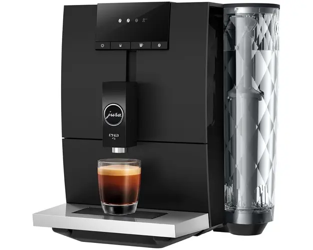 Espressor automat Jura ENA 4 Full Metropolitan Black EB, 1450 W, 15 bar, 1.1 l, recipient boabe 125 g, 4 bauturi, pregatit WiFi, afisaj cu simboluri, rasnita Professional Aroma, incalzire Thermoblock, negru
