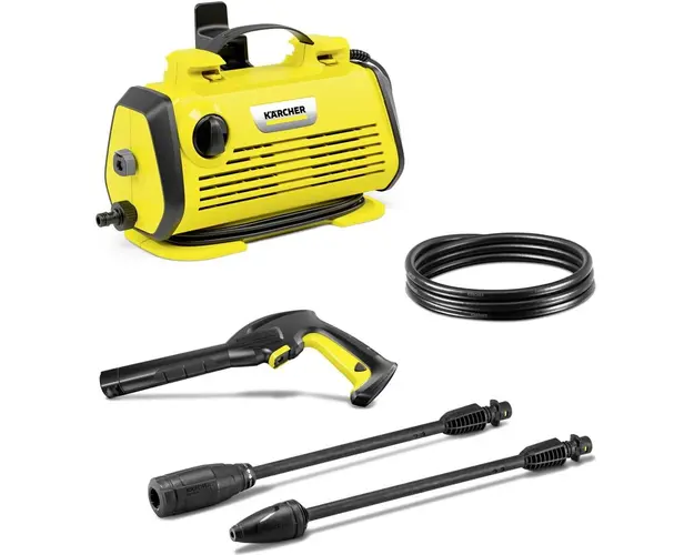 Aparat de spalat cu presiune Karcher K 3 Horizontal Plus EU, 1600 W, motor universal, 120 bar, 380 l/h debit maxim, furtun de presiune 5 m, contine: pistol de inalta presiune G 120 Q + lance Vario Power Jet + lance Dirt blaster