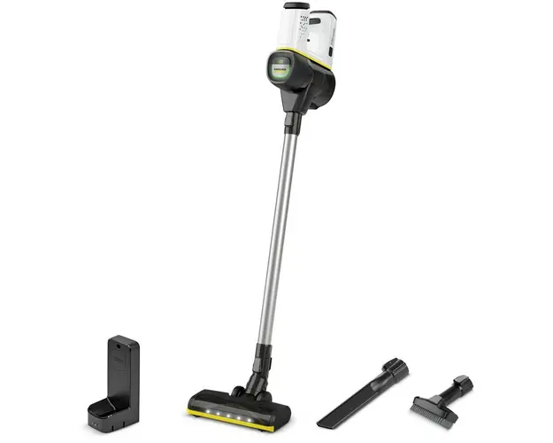 Aspirator vertical Karcher VC 6 Cordless ourFamily, 1.198-670.0, 250W, 2 trepte de viteza , 25,2 V, 2,5 Ah, 800 ml , perie activa, Filtru HEPA 12, Alb/Negru