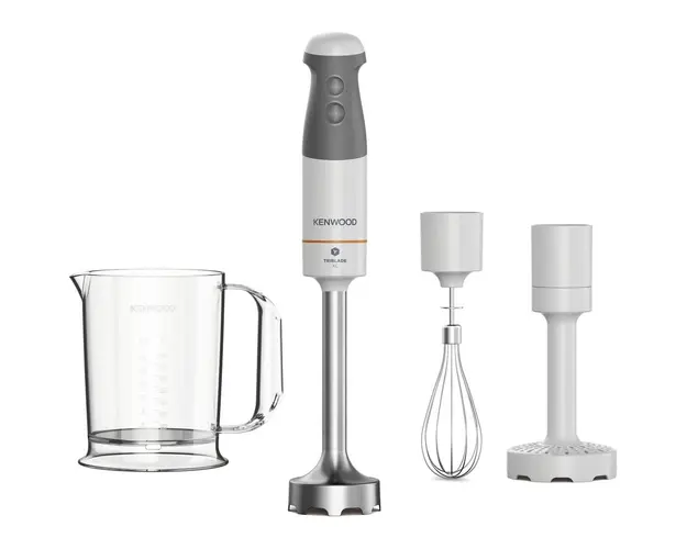 Mixer vertical Kenwood Triblade XL HBM40.006WH, 0W22111069, 850 W, pahar gradat 0.7l, accesoriu piure, tel, 2 viteze, alb/gri