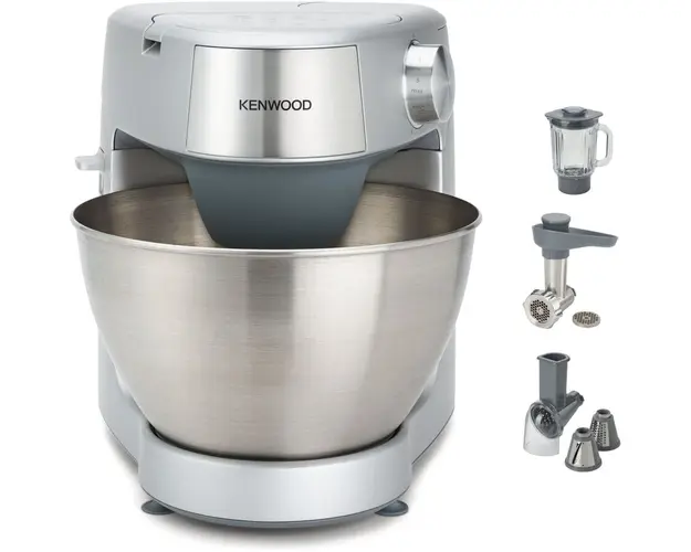 Robot de bucatarie KENWOOD Prospero+ KHC29A.M0SI, 1000 W, vas 4.3l, blender sticla 1.2l, masina de tocat, feliator cu 3 conuri, 3 accesorii patiserie, 6 trepte viteza, argintiu