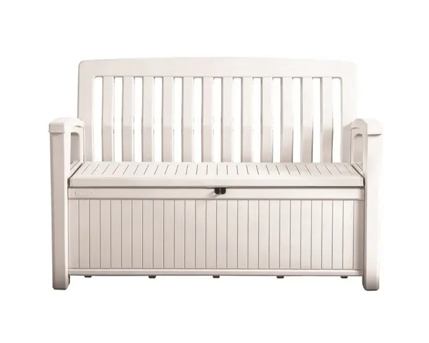 Banca cu lada depozitare alb Patio, 227 L