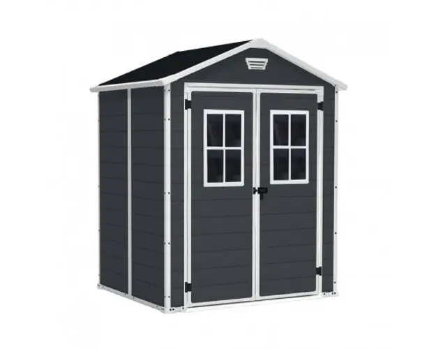 Casuta gradina Curver Manor 6x5 cu usa dubla, antracit