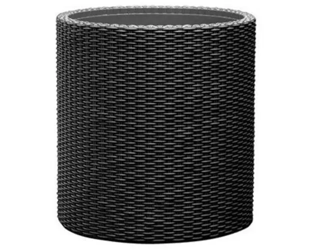 Ghiveci cilindric imitatie ratan Cylinder S, 7 L, gri