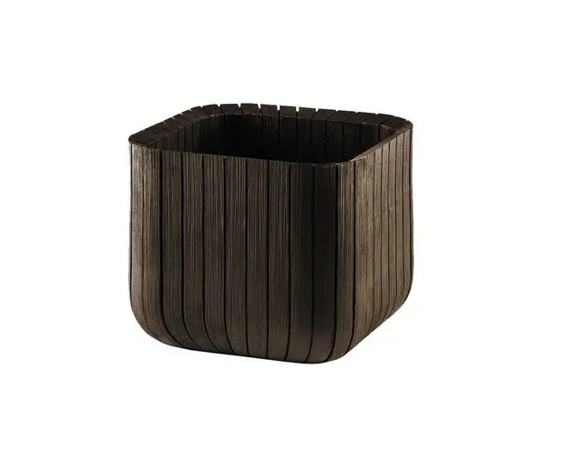 Ghiveci Curver Cube M, imitatie lemn, maro, 17202066521