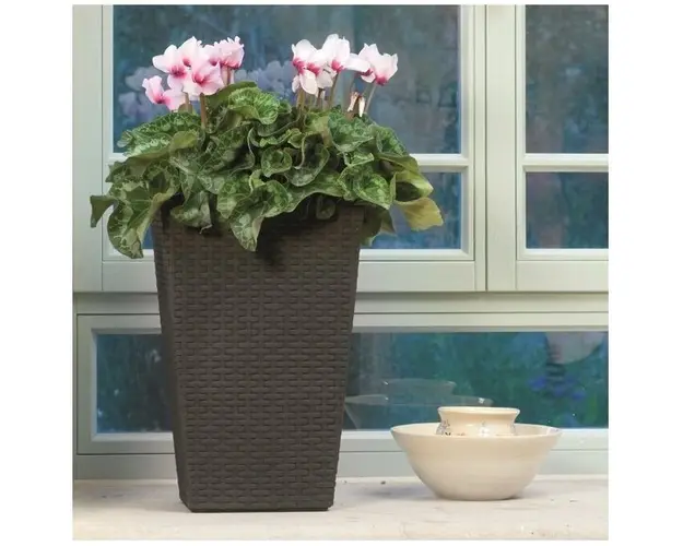 Ghiveci imitatie ratan fara farfurie Rattan S, 23.6 L, maro