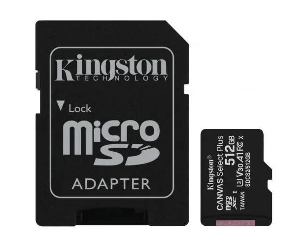 Card de memorie Kingston 512GB microSDXC Canvas Select Plus 100R A1 C10 Single Pack w/o ADP