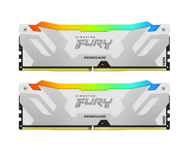 Memorie RAM DDR5, 32GB, 6400MHz, CL32, 1.35V, FURY Renegade White, RGB, Kit of 2