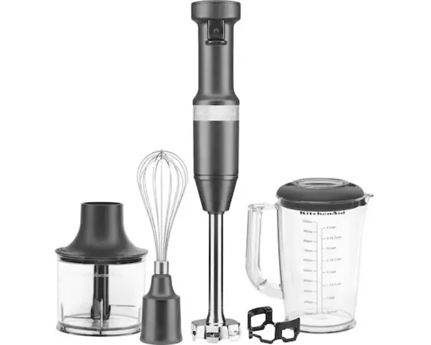Mixer vertical KitchenAid Charcoal Grey 5KHBV83EDG, 180W, capacitate recipient 1l, Gri