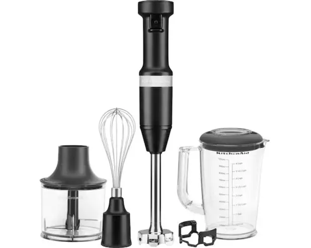 Mixer vertical KitchenAid Onyx Black 5KHBV83EOB, 180W, capacitate recipient 1l, Negru
