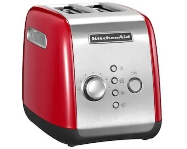 Prajitor de paine KitchenAid Empire Red 5KMT221EER, 1100W, 2 sloturi, Rosu
