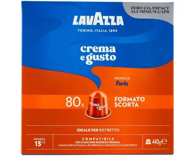 Cafea capsule Lavazza Crema e Gusto Forte, compatibile Nespresso, 80 x 5.5g