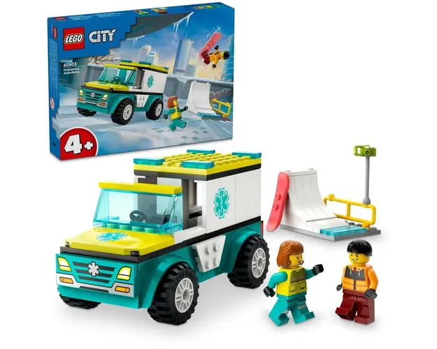 LEGO® City - Ambulanta de urgenta si practicant de snow-boarding 60403, 79 piese