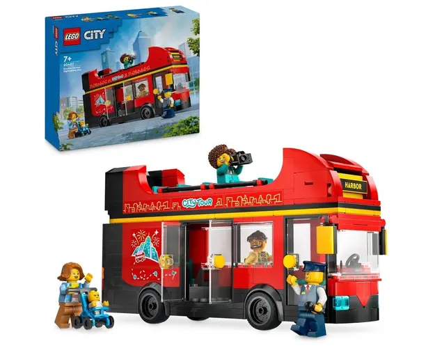 LEGO® City - Autobuz turistic rosu cu etaj 60407, 384 piese