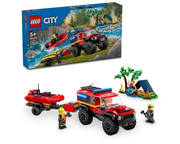 LEGO® City - Camion 4x4 si barca de pompieri 60412, 301 piese
