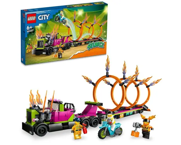 LEGO® City - Camion de cascadorie si provocarea cercurilor de foc 60357, 479 piese