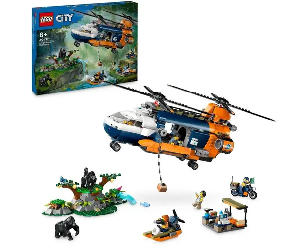 LEGO® City - Elicopterul unui explorator al junglei la tabara de baza 60437, 881 piese