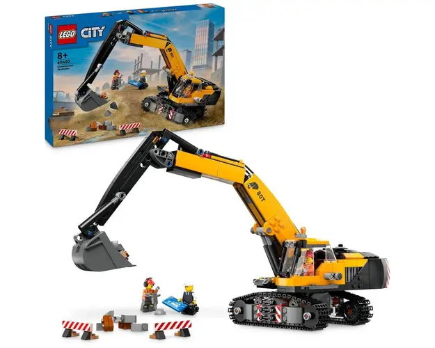 LEGO® City - Excavator galben de constructii 60420, 633 piese