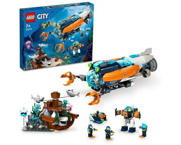 LEGO® City - Submarin de explorare la mare adancime 60379, 842 piese