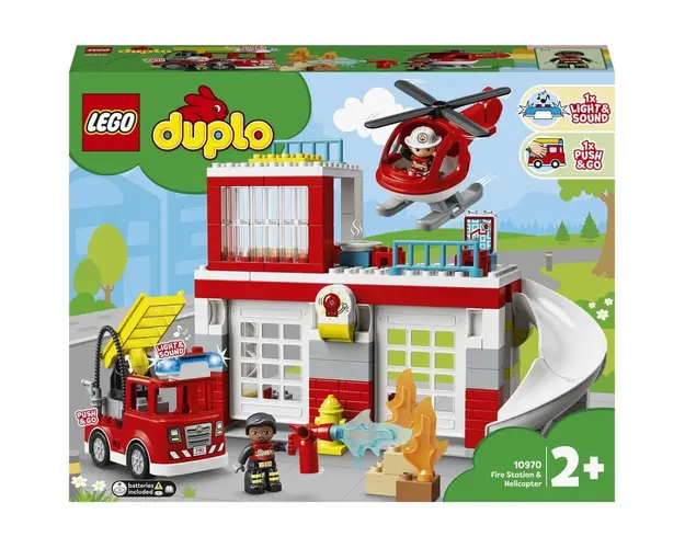 LEGO® DUPLO® - Remiza de pompieri si elicopter pentru salvare 10970, 117 piese