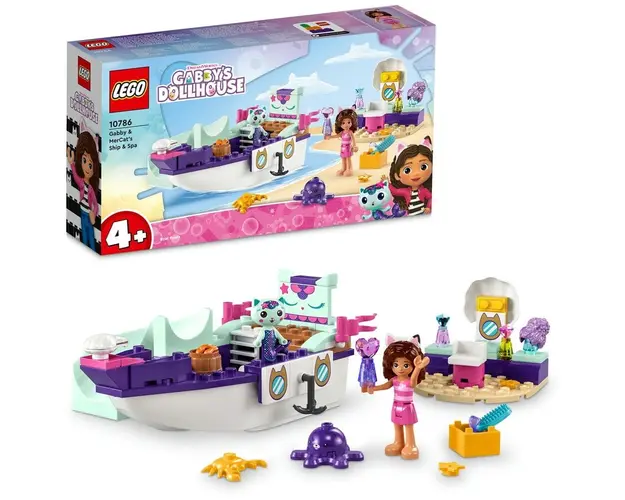 LEGO® Gabby&#039;s Dollhouse - Barca cu spa a lui Gabby si a Pisirenei 10786, 88 piese