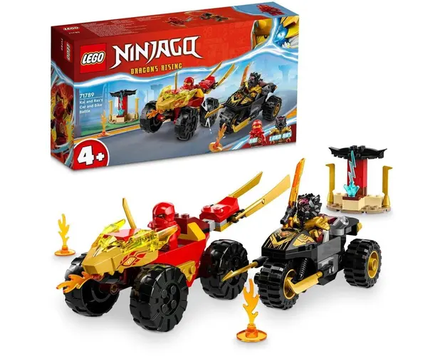 LEGO® Ninjago - Infruntarea dintre Kai in masina si Ras pe motocicleta 71789, 103 piese
