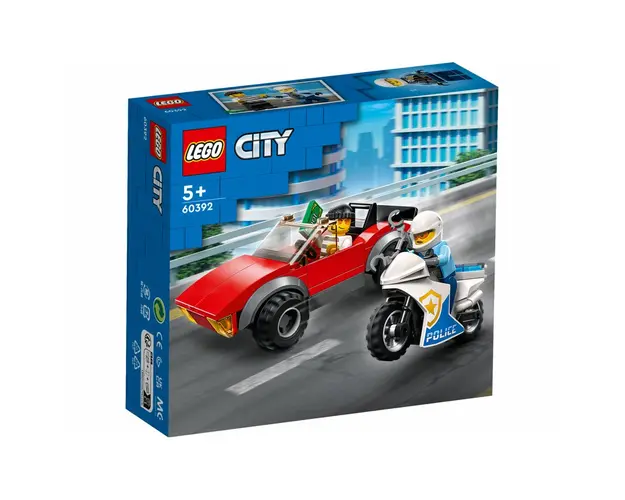 LEGO City - Politist pe motocicleta in urmarirea unei masini 60392, 59 piese