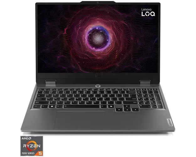 Laptop Gaming Lenovo LOQ 15ARP9 cu procesor AMD Ryzen™ 5 7235HS pana la 4.2GHz, 15.6 Full HD, IPS, 144Hz, 12GB DDR5, 512GB SSD, NVIDIA® GeForce RTX™ 3050 6GB GDDR6, No OS, Luna Grey