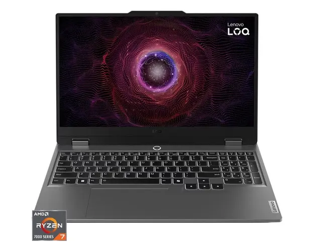 Laptop Gaming Lenovo LOQ 15ARP9 cu procesor AMD Ryzen™ 7 7435HS pana la 4.5GHz, 15.6 Full HD, IPS, 144Hz, 16GB DDR5, 512GB SSD, NVIDIA® GeForce RTX™ 4050 6GB GDDR6, No OS, Luna Grey