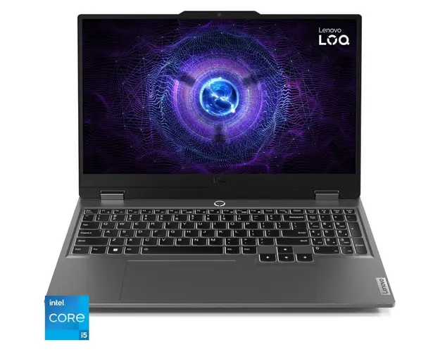 Laptop Gaming Lenovo LOQ 15IAX9 cu procesor Intel® Core™ i5-12450HX pana la 4.4 GHz, 15.6, Full HD, IPS, 144Hz, G-SYNC, 12GB DDR5, 512GB SSD, NVIDIA® GeForce RTX™ 2050 4GB GDDR6, No OS, Luna Grey