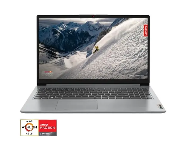 Laptop Lenovo IdeaPad 1 15AMN7 cu procesor AMD Athlon™ Gold 7220U pana la 3.7 GHz, 15.6, HD, 4GB, 256GB SSD, AMD Radeon™ 610M, No OS, Cloud Grey