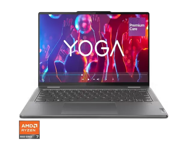 Laptop Lenovo Yoga 7 2-in-1 14AHP9 cu procesor AMD Ryzen™ 7 8840HS pana la 5.1GHz, 14, WUXGA, OLED, Touch, 16GB LPDDR5x, 1TB SSD, AMD Radeon™ 780M Graphics, Windows® 11 Home, Storm Grey